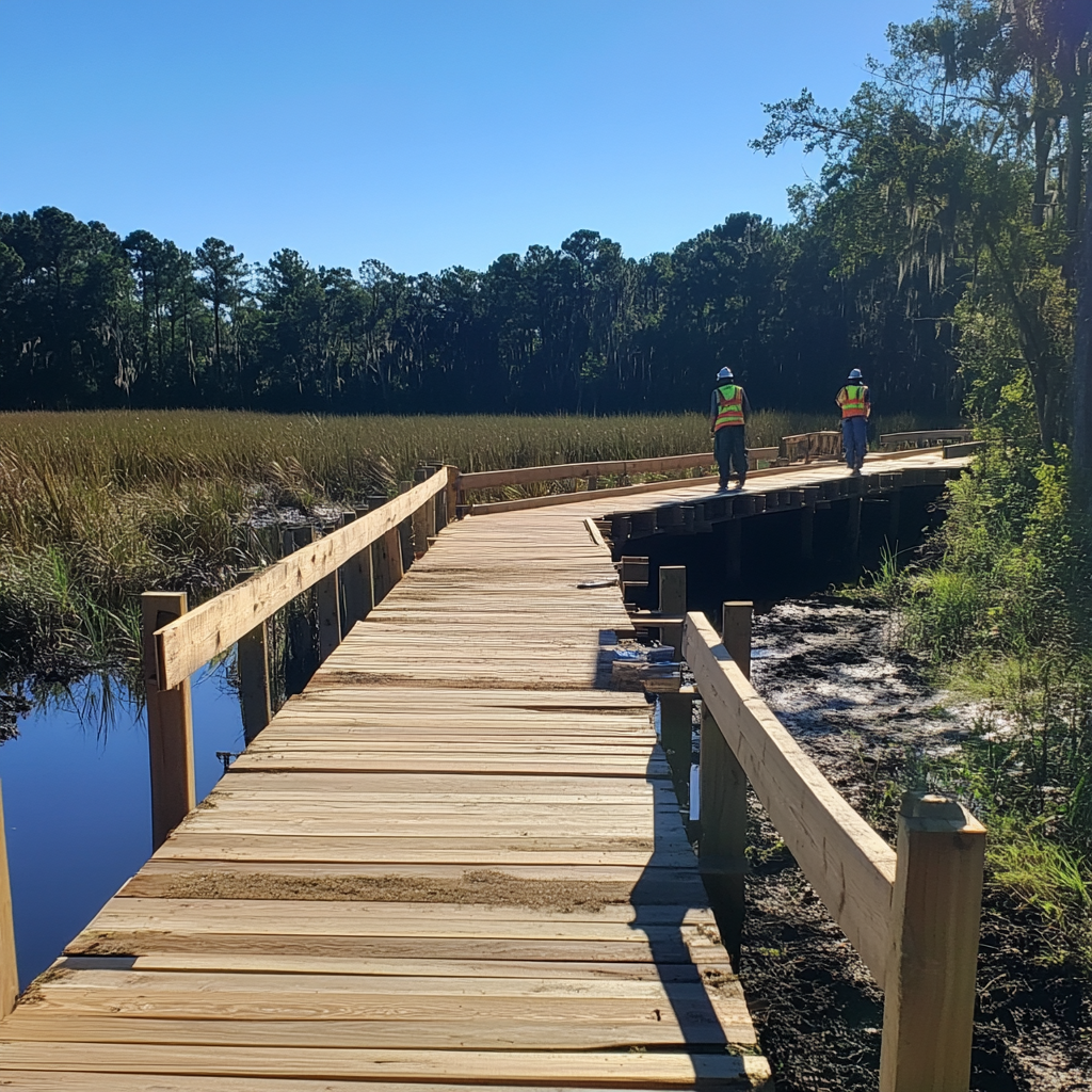 Helical Screw Piles for Boardwalks Bridges Footbridges
