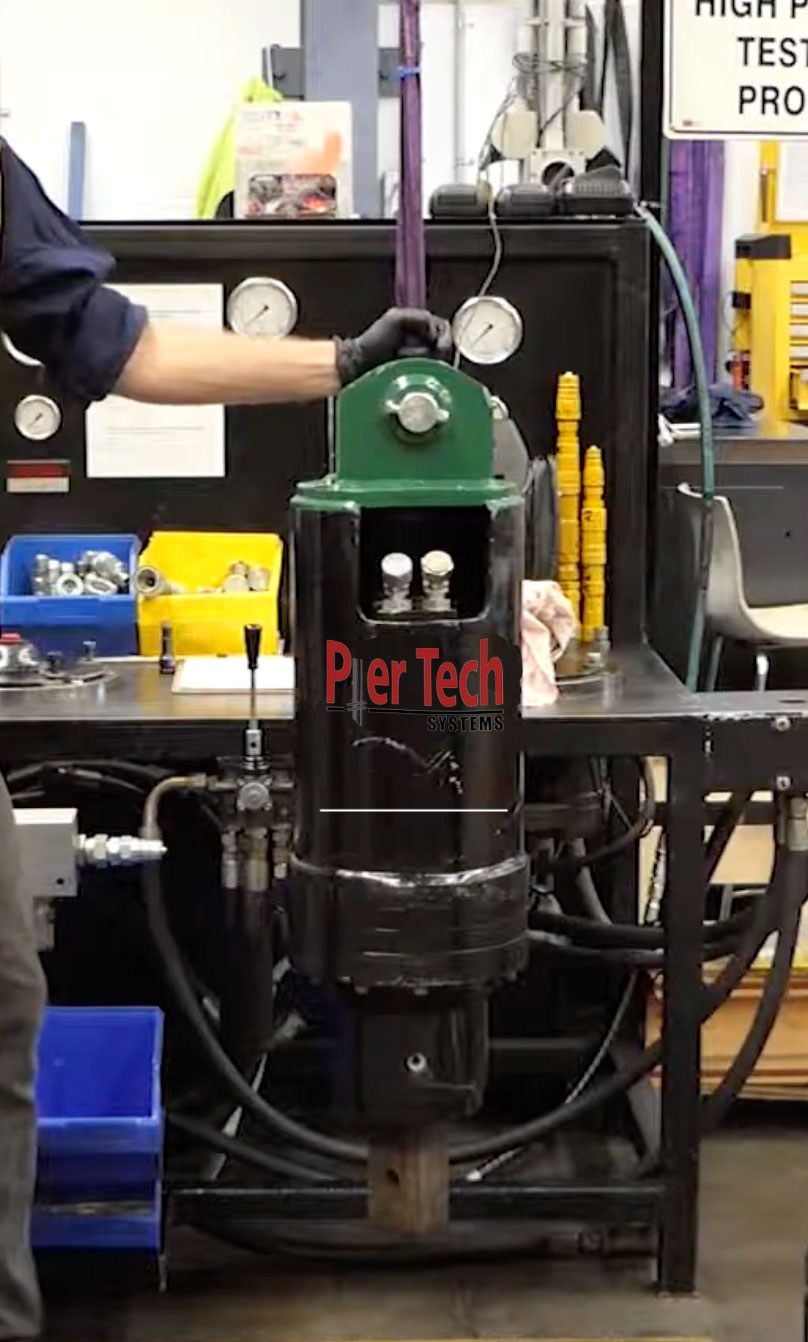 Drive head hanging vertically for oil change